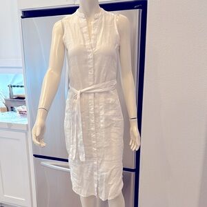 James Perse White Linen Sleeveless Shirt Dress Size 0